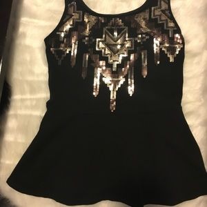 Express Aztec Sequin Peplum Top